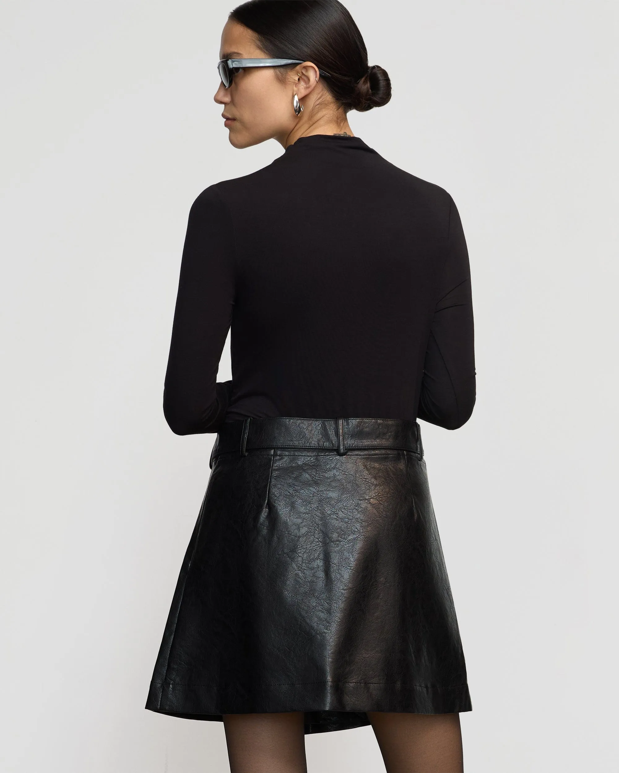 Tanner Vegan Leather Wrap Skirt