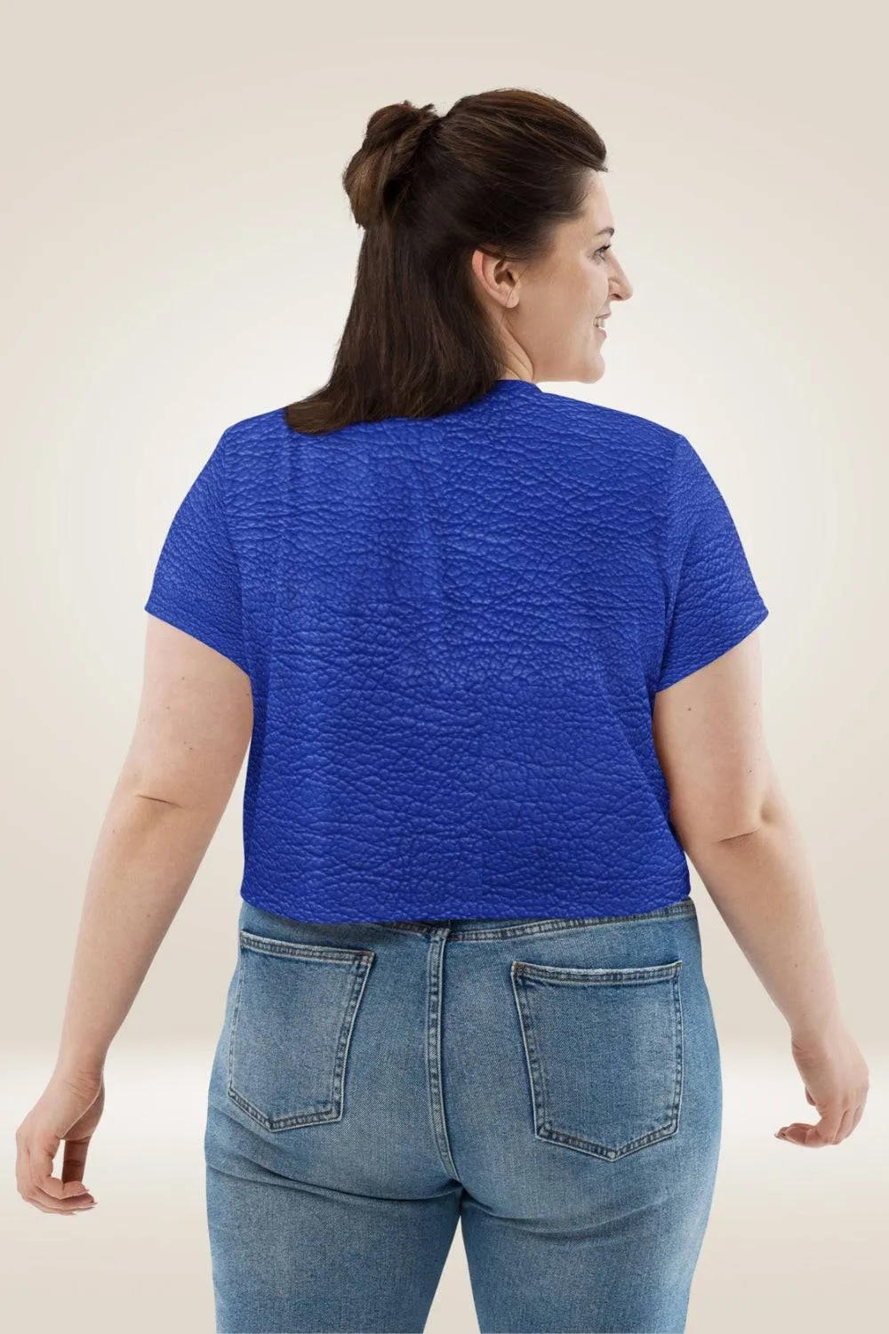 TGC Boutique Leather Print Blue Crop Top