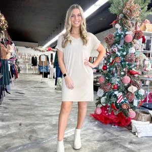 The Kinsey V-Neck Short Sleeve Solid T-Shirt Dress