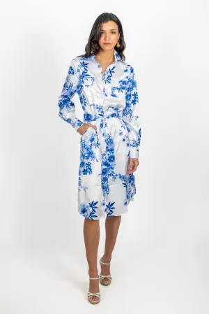 The Naples Shirt Dress - Botanical Blue