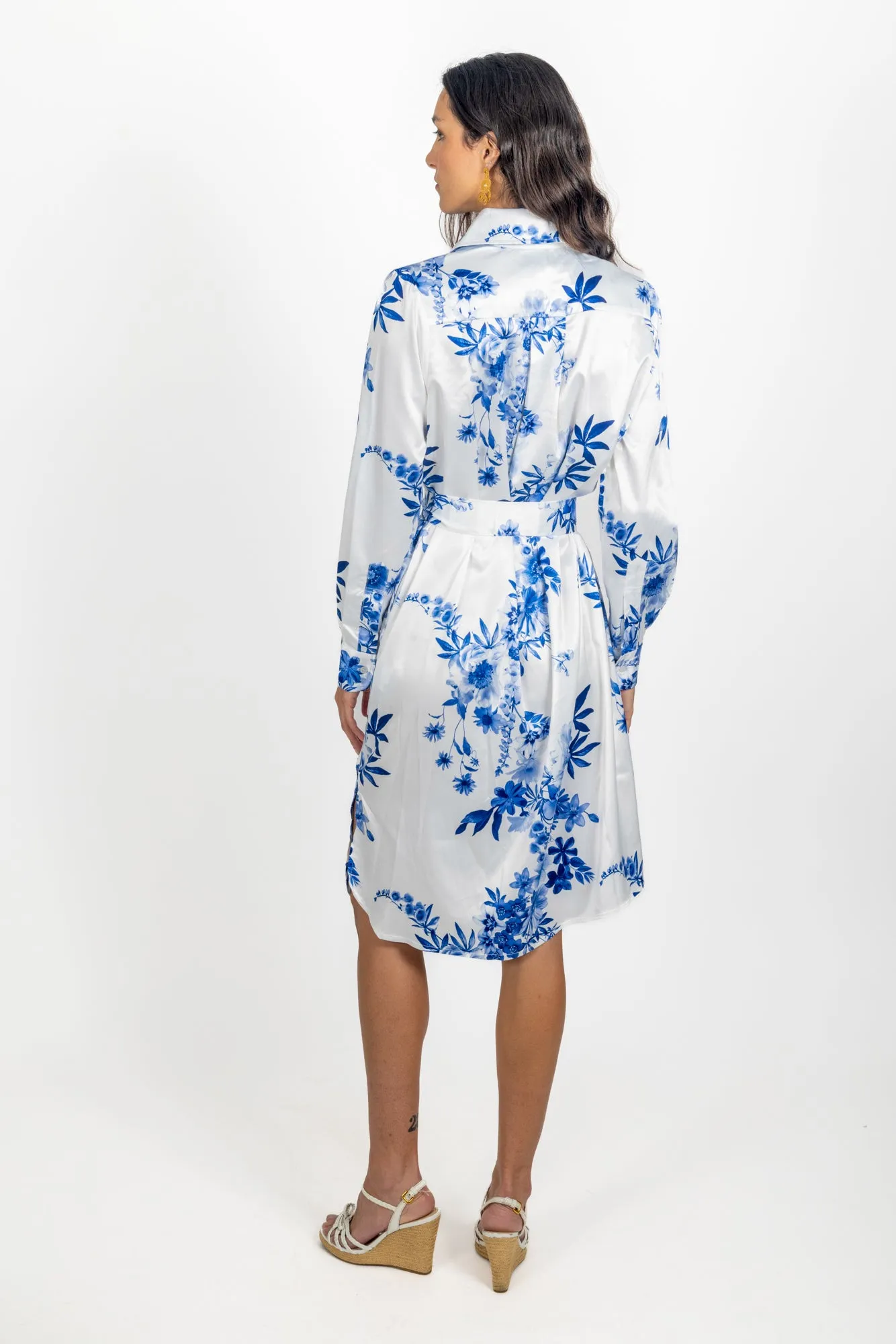 The Naples Shirt Dress - Botanical Blue