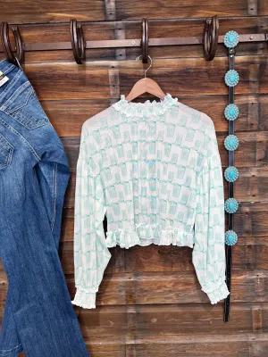 The Ruffle Mesh Long Sleeve Top