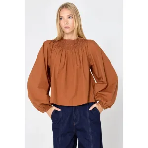 The Tiny Big Sister - Smocked blouse - brown