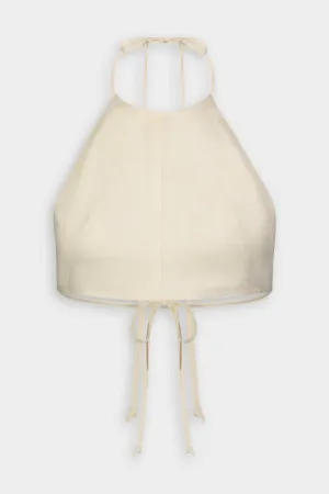 Tie Halter Crop Top in Cream