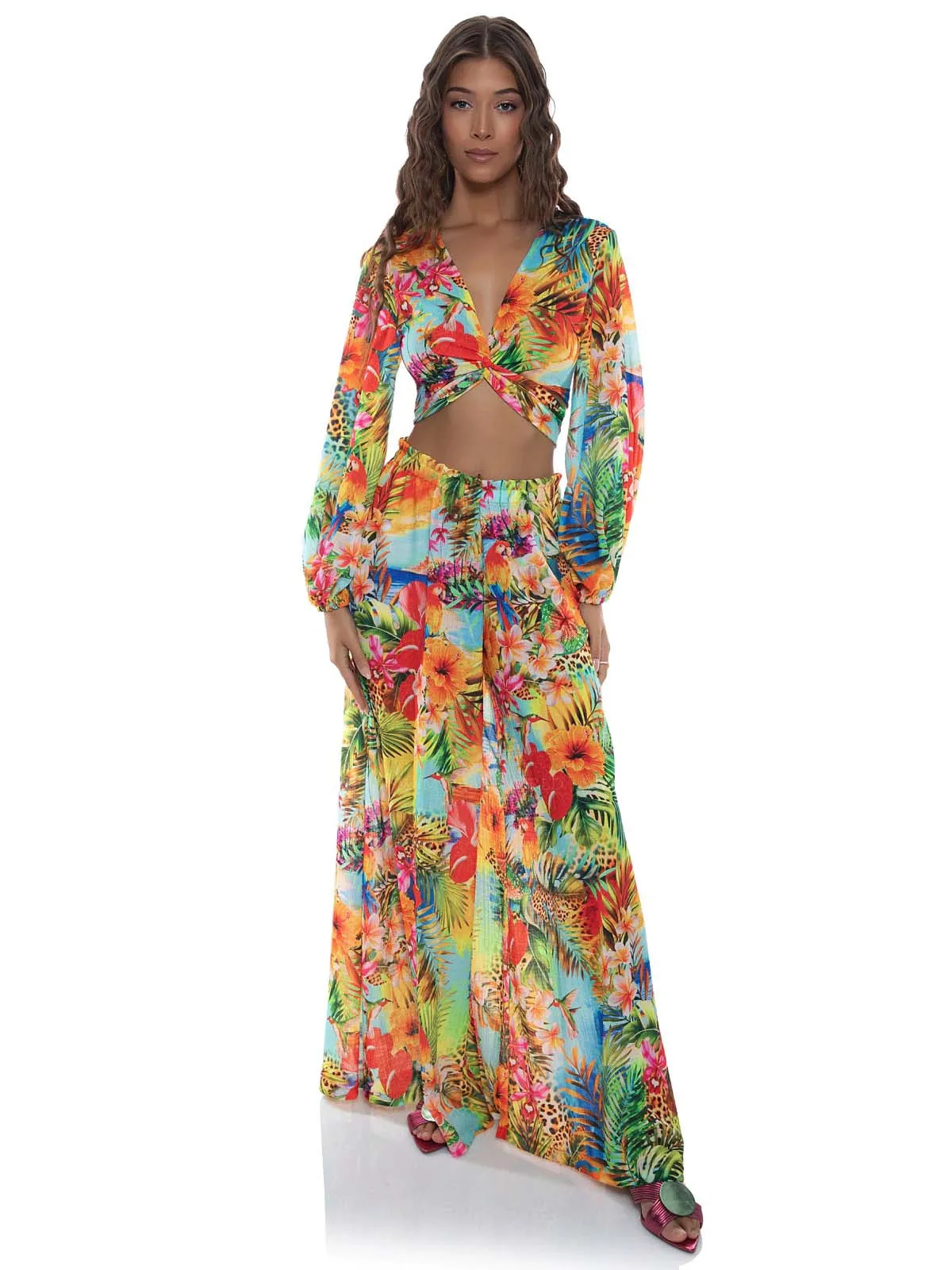 Tie Multi Way Crop-Palazzo Pant ::RET