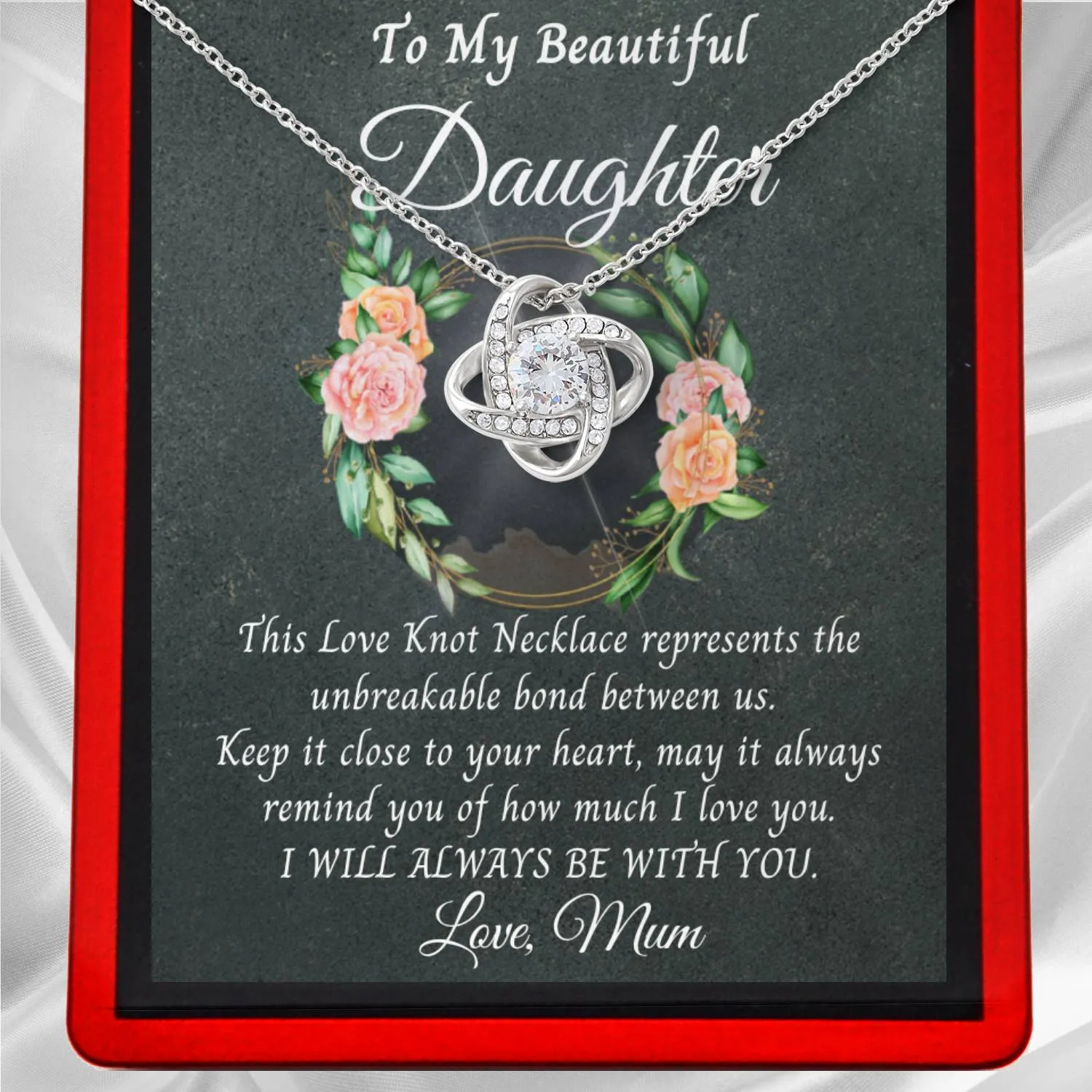 To My Beautiful Daughter - Sterling Silver Love Knot Necklace DT2