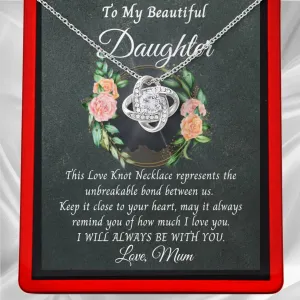 To My Beautiful Daughter - Sterling Silver Love Knot Necklace DT2