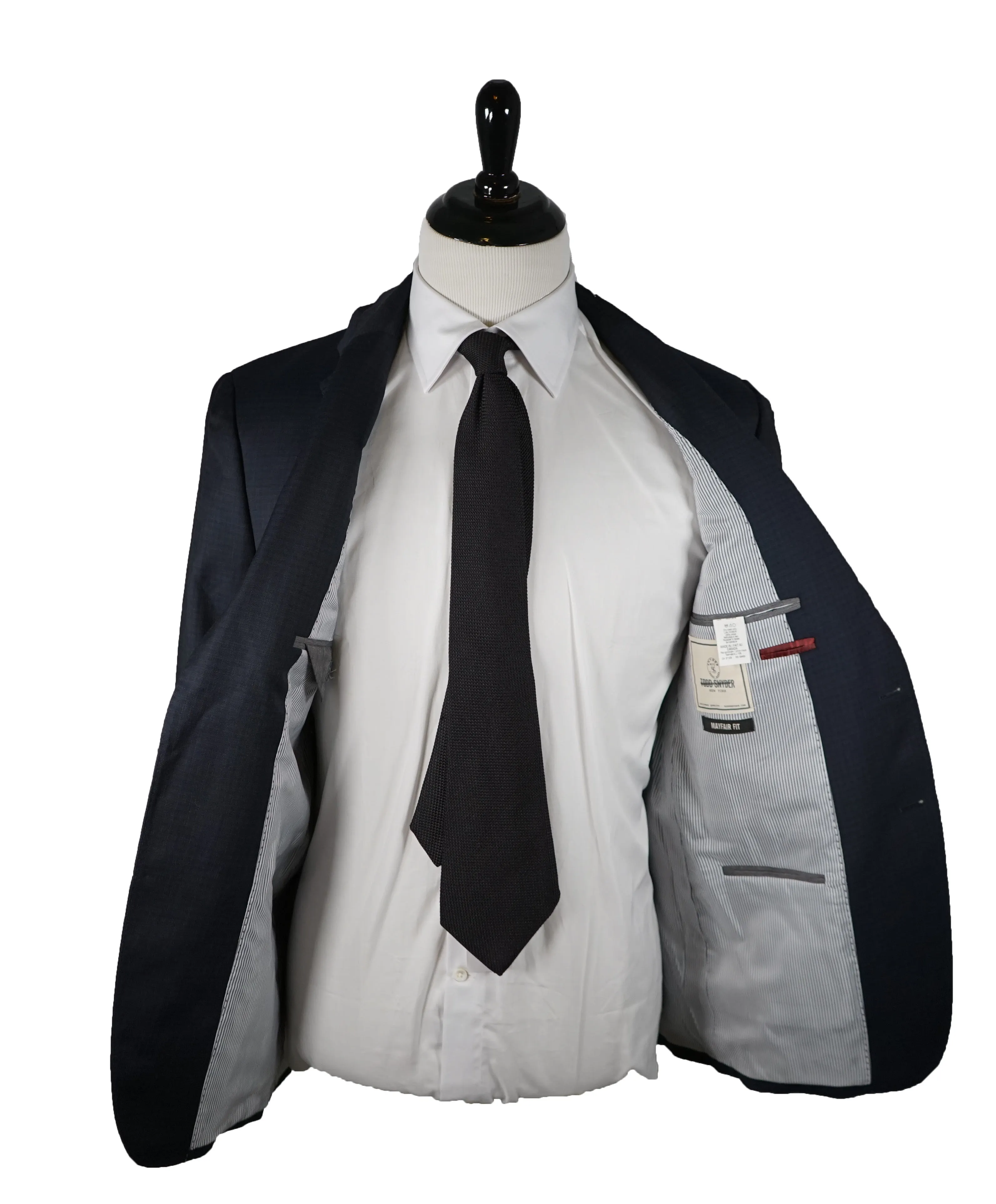 TODD SNYDER - “Mayfair Fit” Check Suit In Blue & Gray - 40R