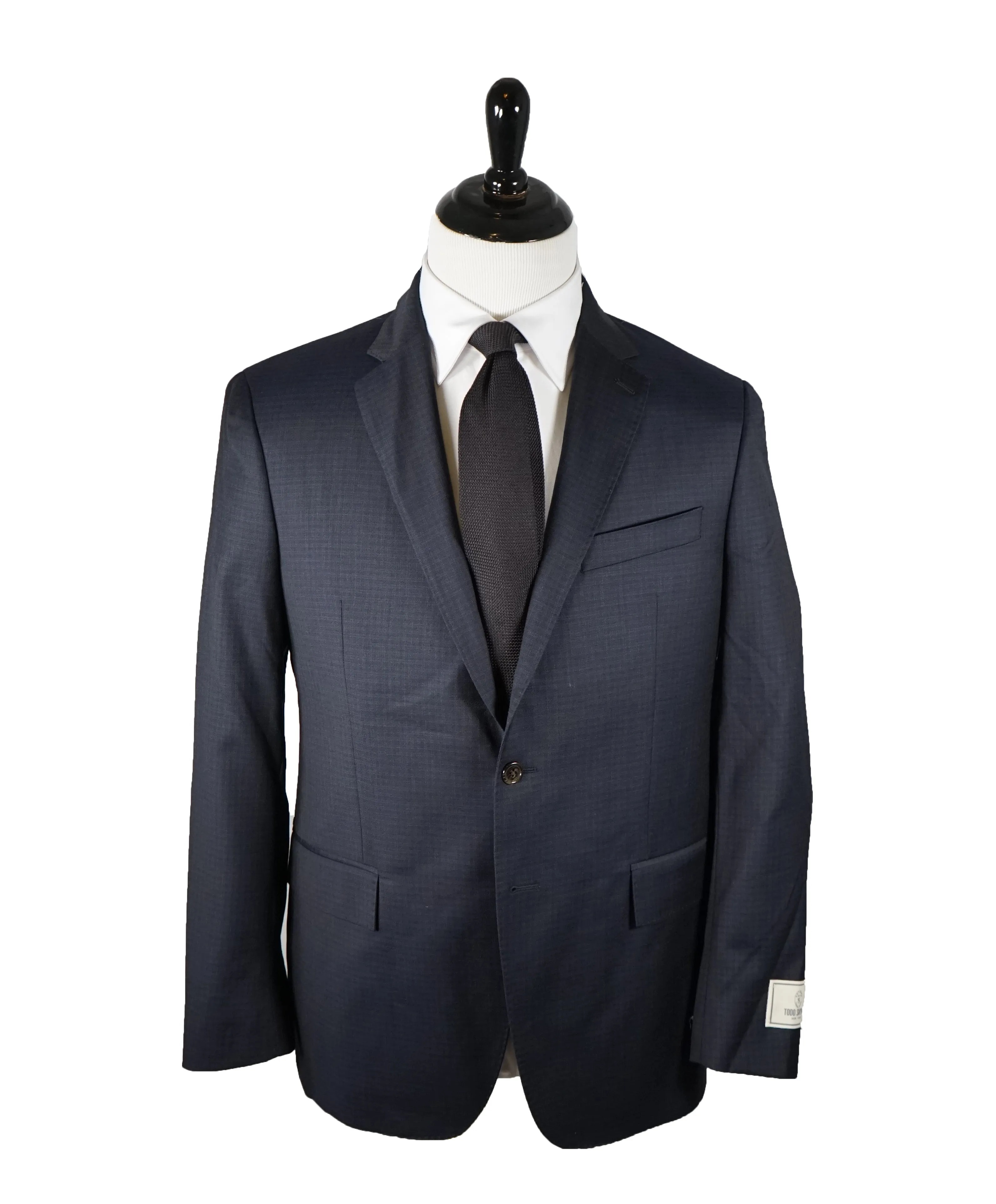 TODD SNYDER - “Mayfair Fit” Check Suit In Blue & Gray - 40R