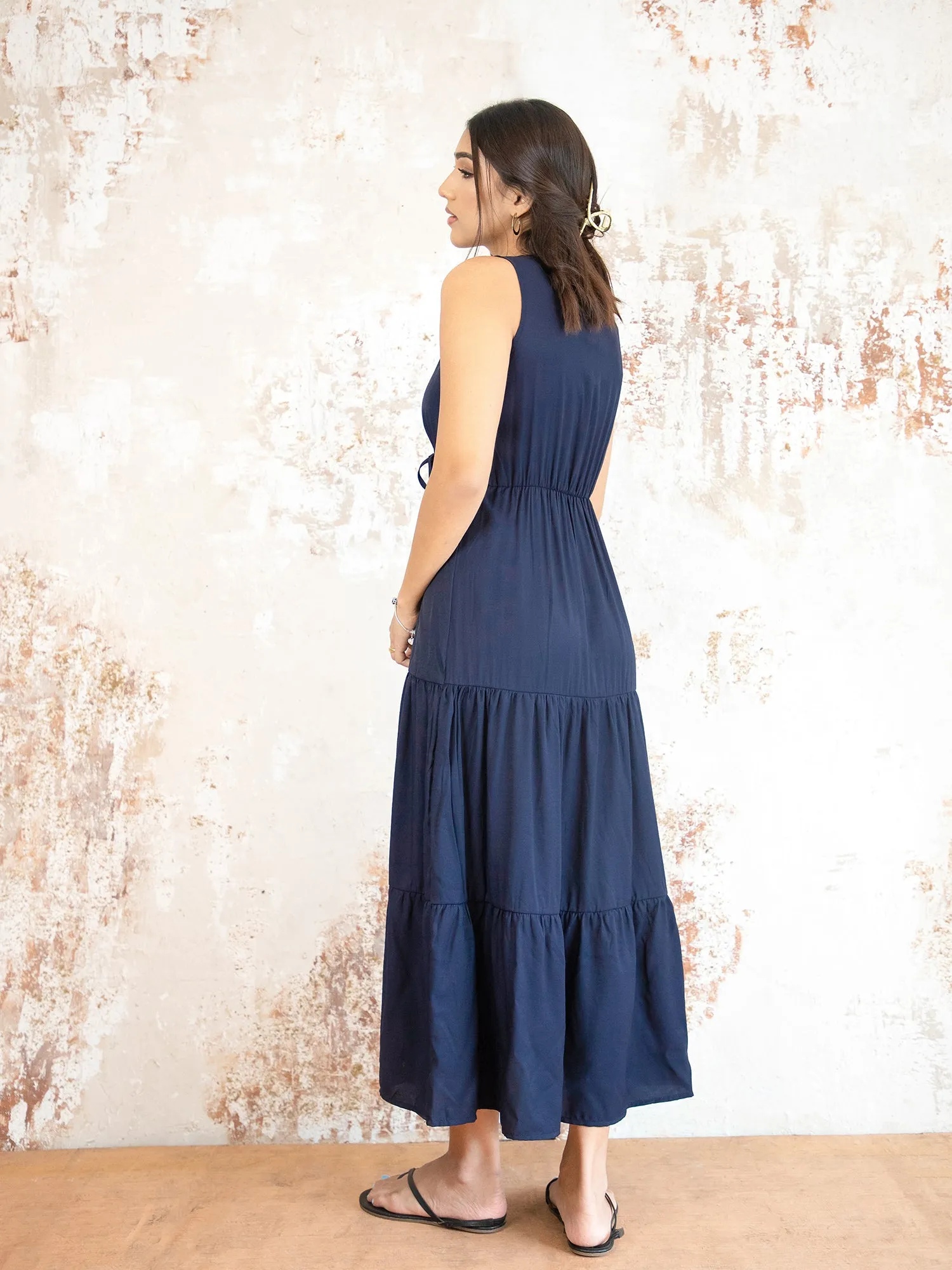 Tunnel Detailed Tiered Midi Dress