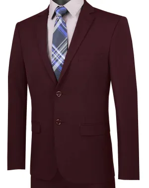 Ultra Slim Fit Stretch Wool Feel Suit (Burgundy) USDX-1