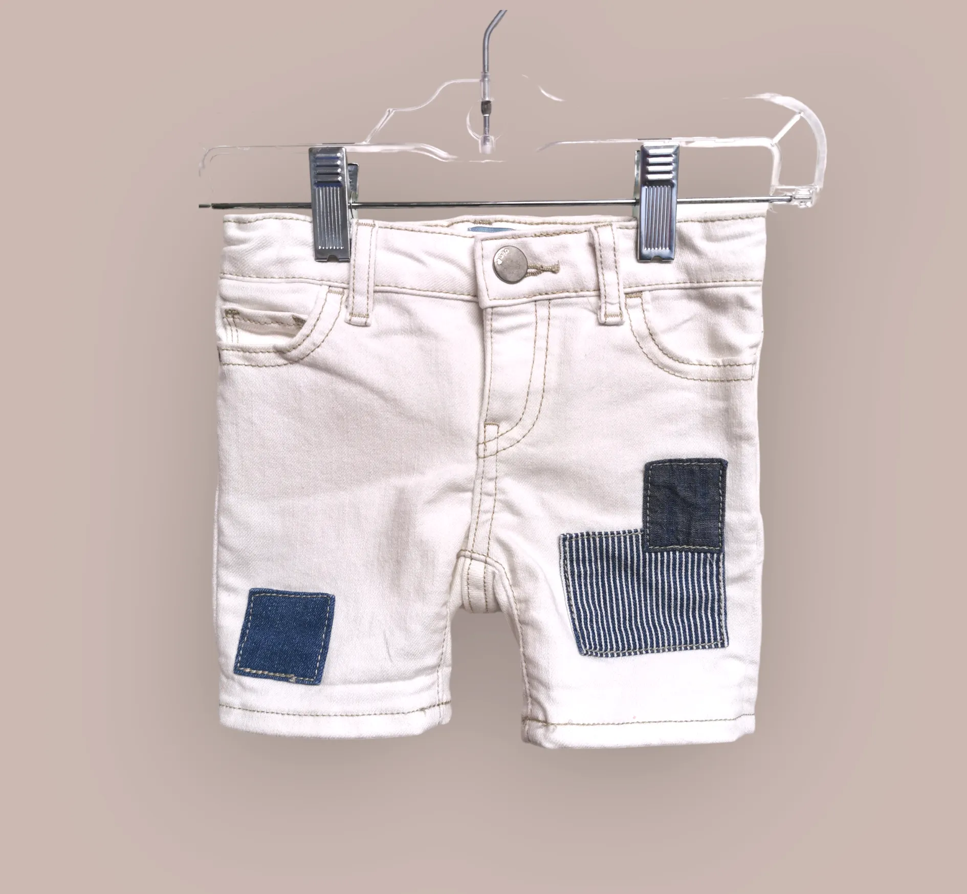 UNISEX SIZE 12/18 MONTHS - Baby GAP, Patchwork Denim Shorts EUC B51