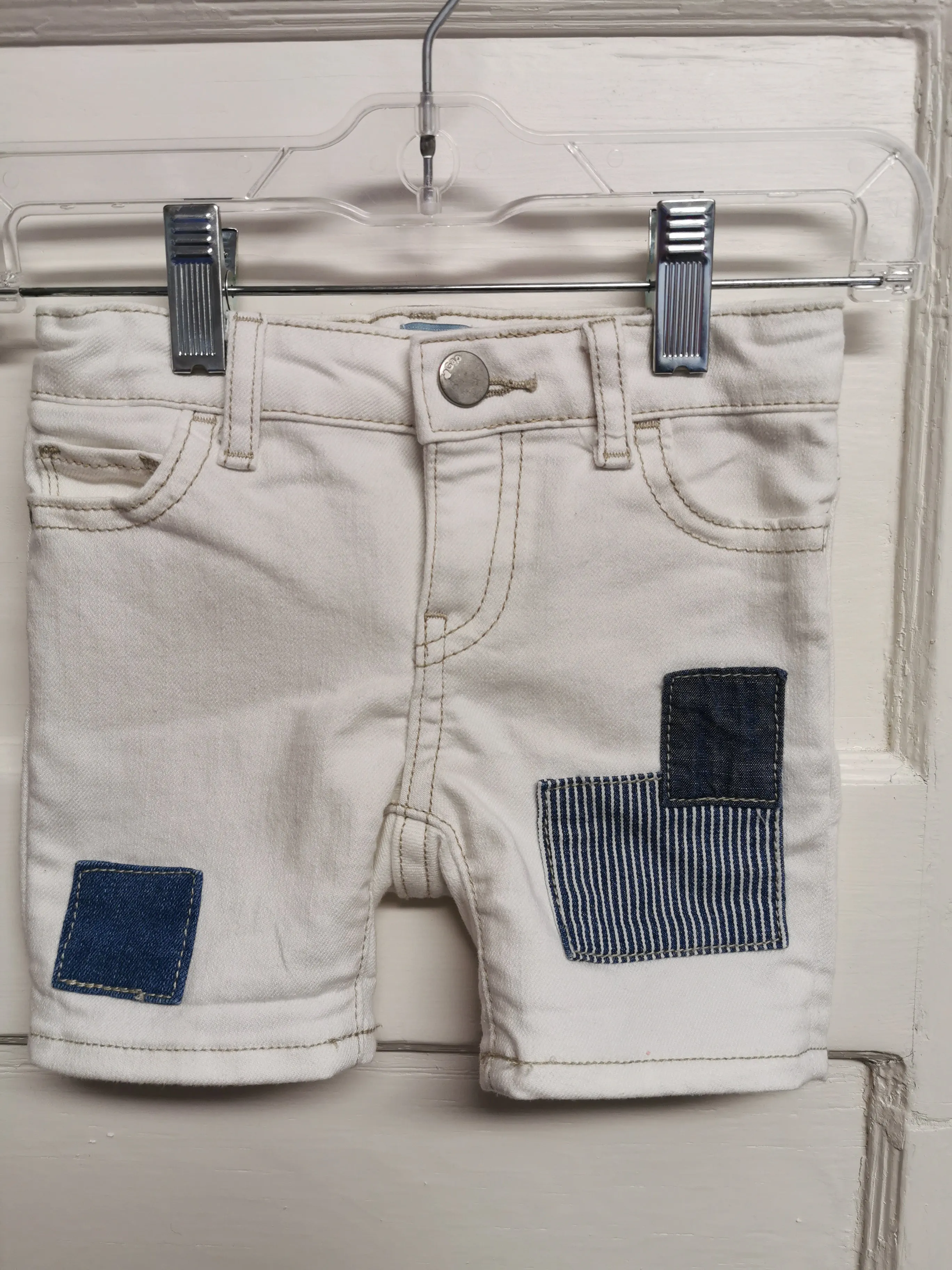 UNISEX SIZE 12/18 MONTHS - Baby GAP, Patchwork Denim Shorts EUC B51