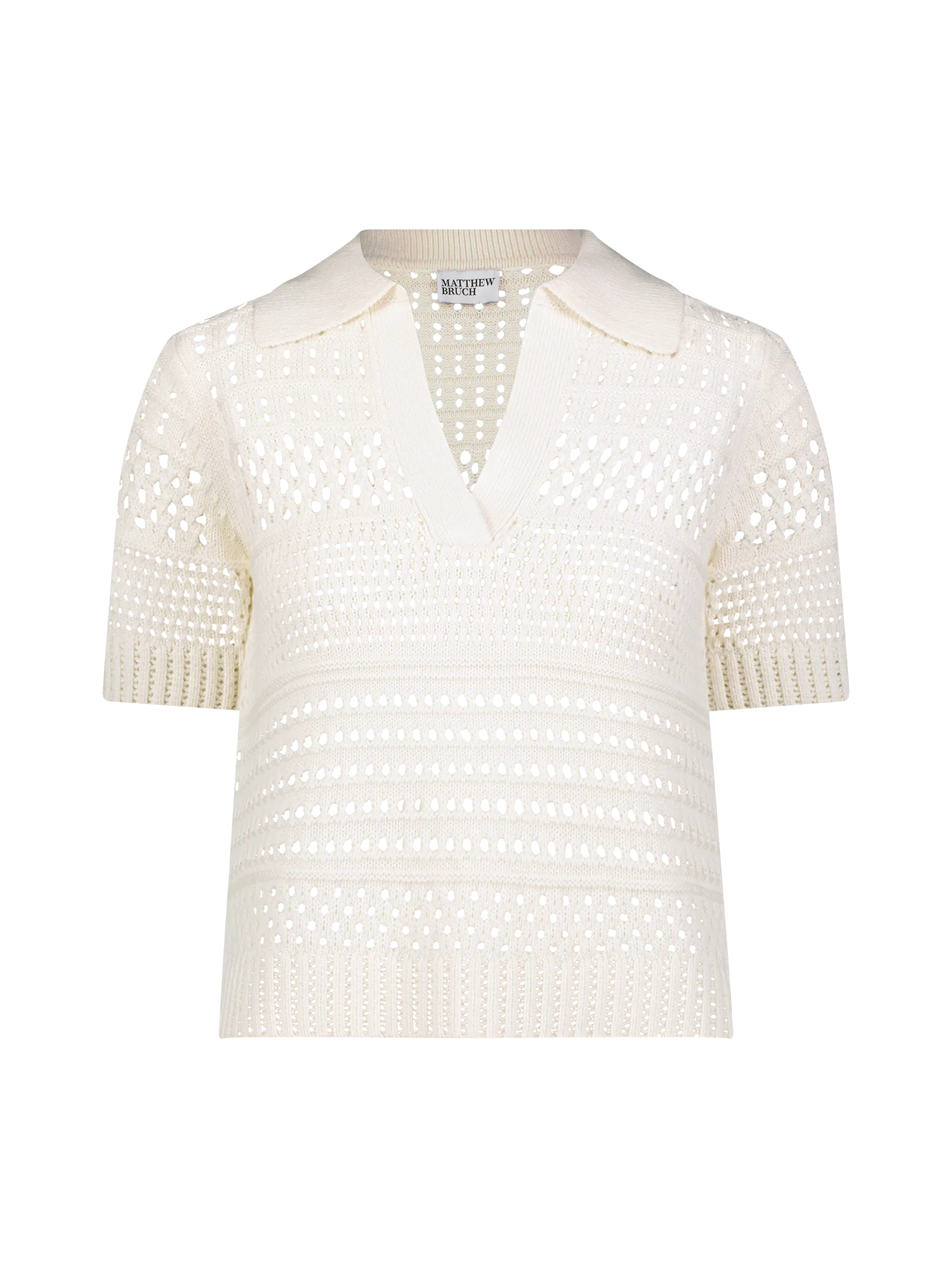 Variegated Knit Mesh Polo Top