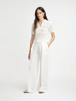Variegated Knit Mesh Polo Top