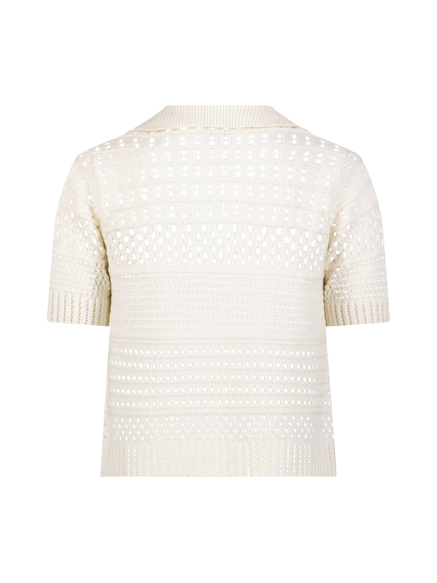 Variegated Knit Mesh Polo Top