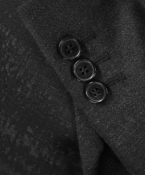 VERSACE COLLECTION - Abstract Textured Black & Gray Runway Melange Slim Suit- 36R