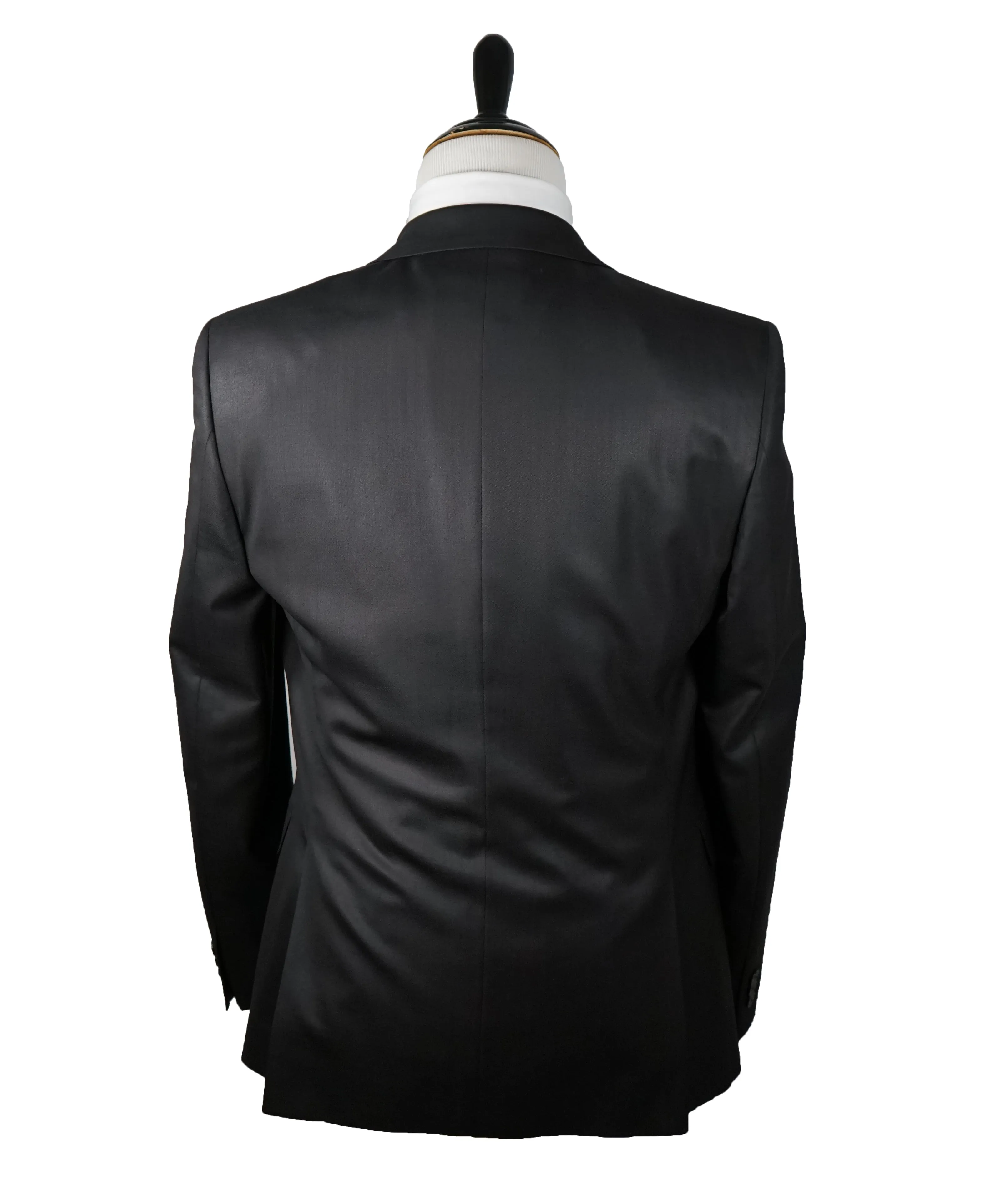 VERSACE COLLECTION - Notch Lapel Black Suit With Muted Sheen - 40R