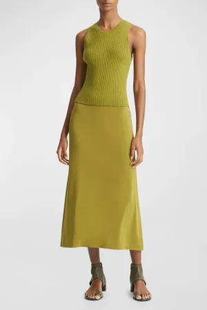 Vince. - Ribbed High Neck Tank in Basil