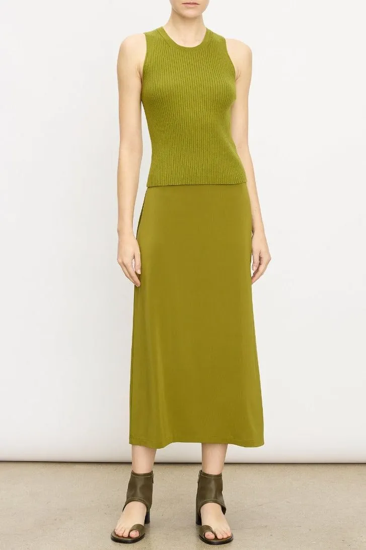 Vince. - Ribbed High Neck Tank in Basil
