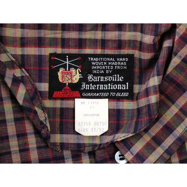 Vintage  Cotton Shirt Dress Brown Plaid Barnesville 1950s NOS 36-25-Free