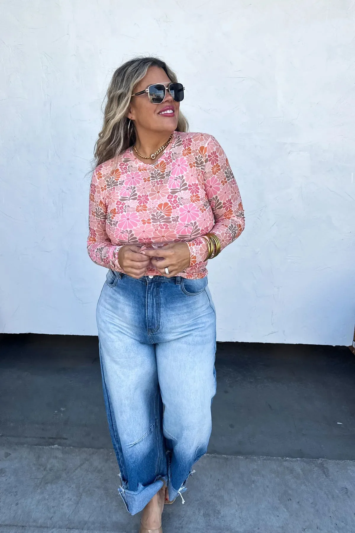 VINTAGE FLORAL MESH TOPS
