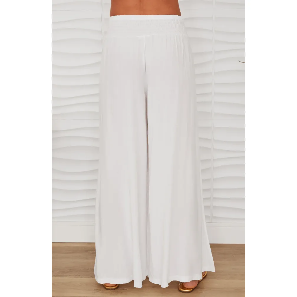 Viscose Elastic Smocked Palazzo Pant