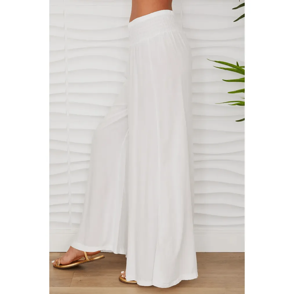 Viscose Elastic Smocked Palazzo Pant