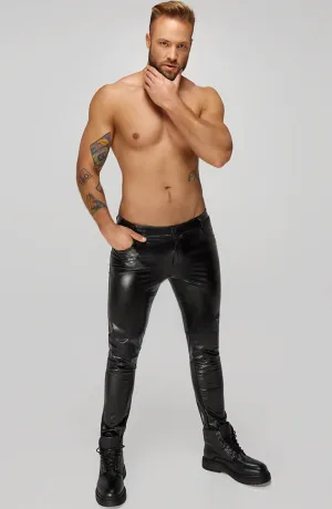 Wet look X snakeskin pants - ALPHA