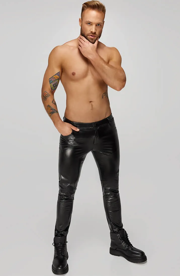 Wet look X snakeskin pants - ALPHA