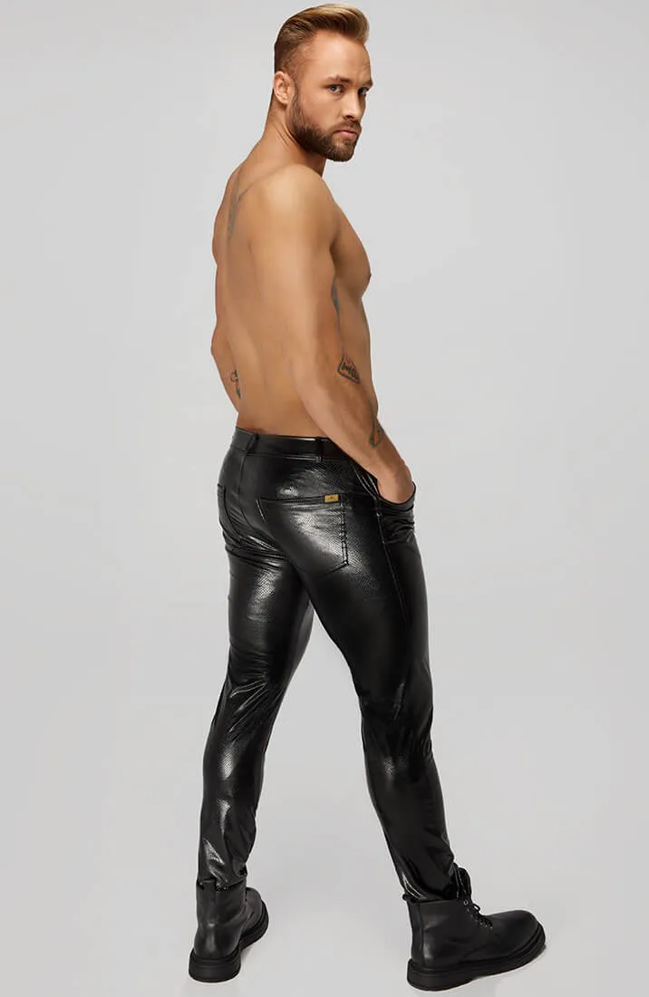 Wet look X snakeskin pants - ALPHA