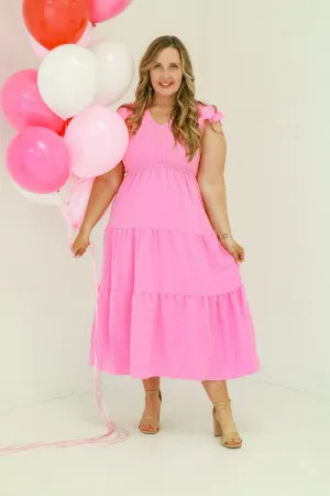 What a Sweetheart Midi Dress in Pink