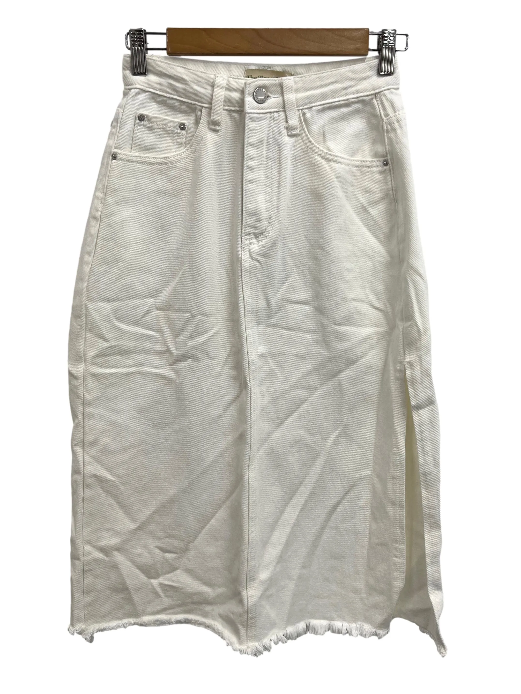 White Denim Side Slit Skirt TTR