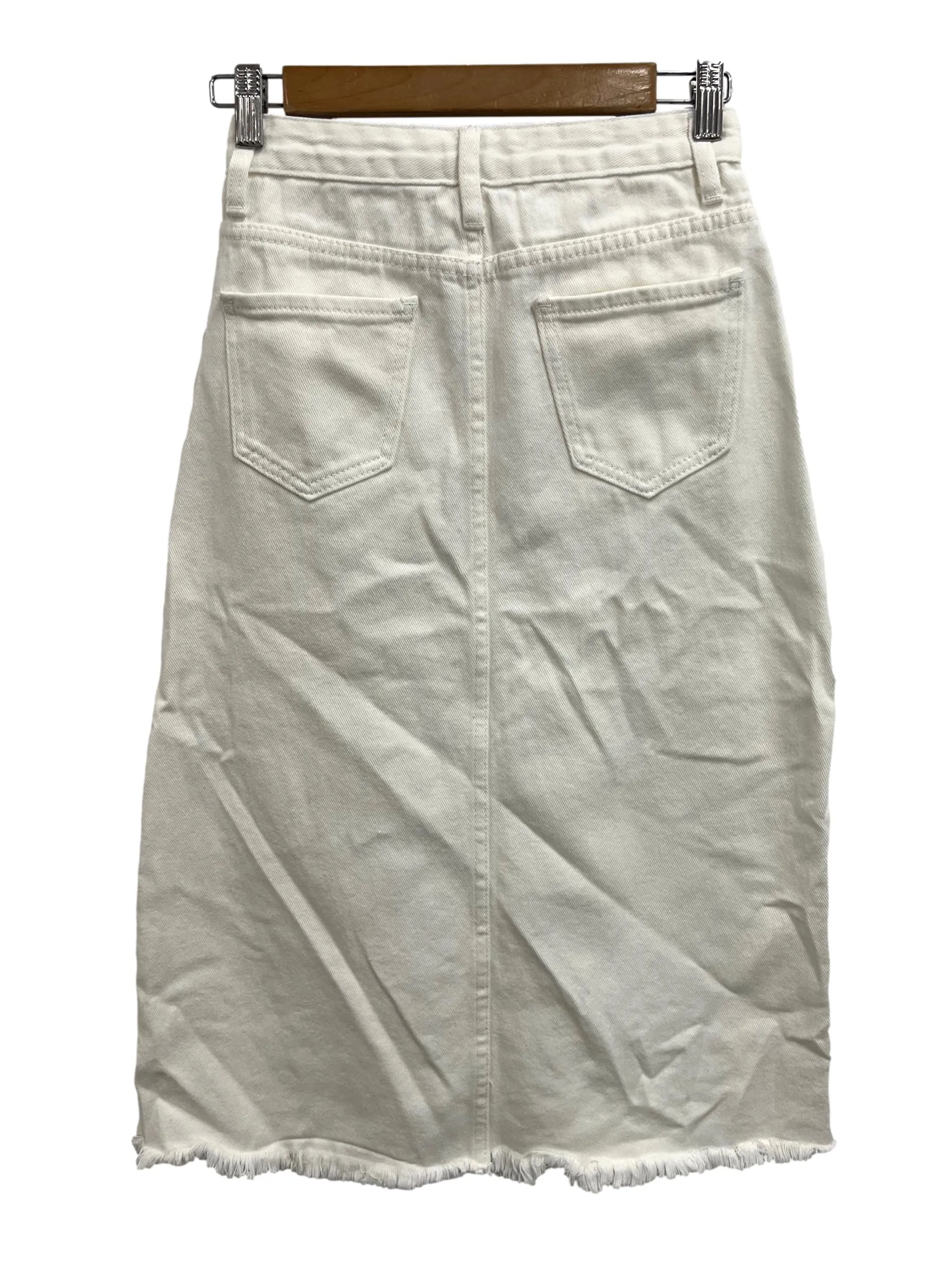 White Denim Side Slit Skirt TTR