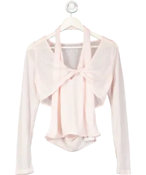 White Fox Pink Soft Knit Halter Top And Knot Front Top UK XL