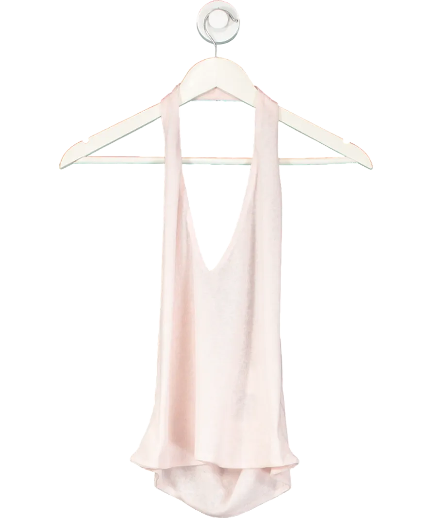 White Fox Pink Soft Knit Halter Top And Knot Front Top UK XL