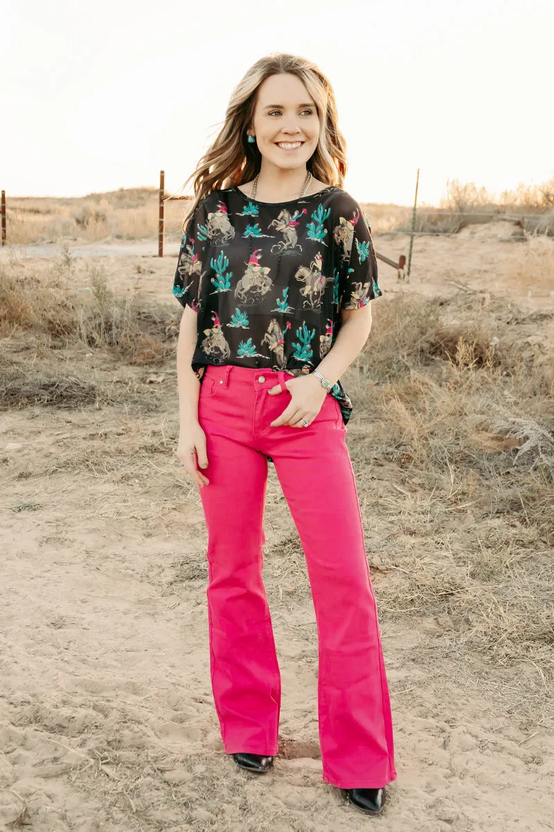 Wild About Western Short Sleeve Mesh Top
