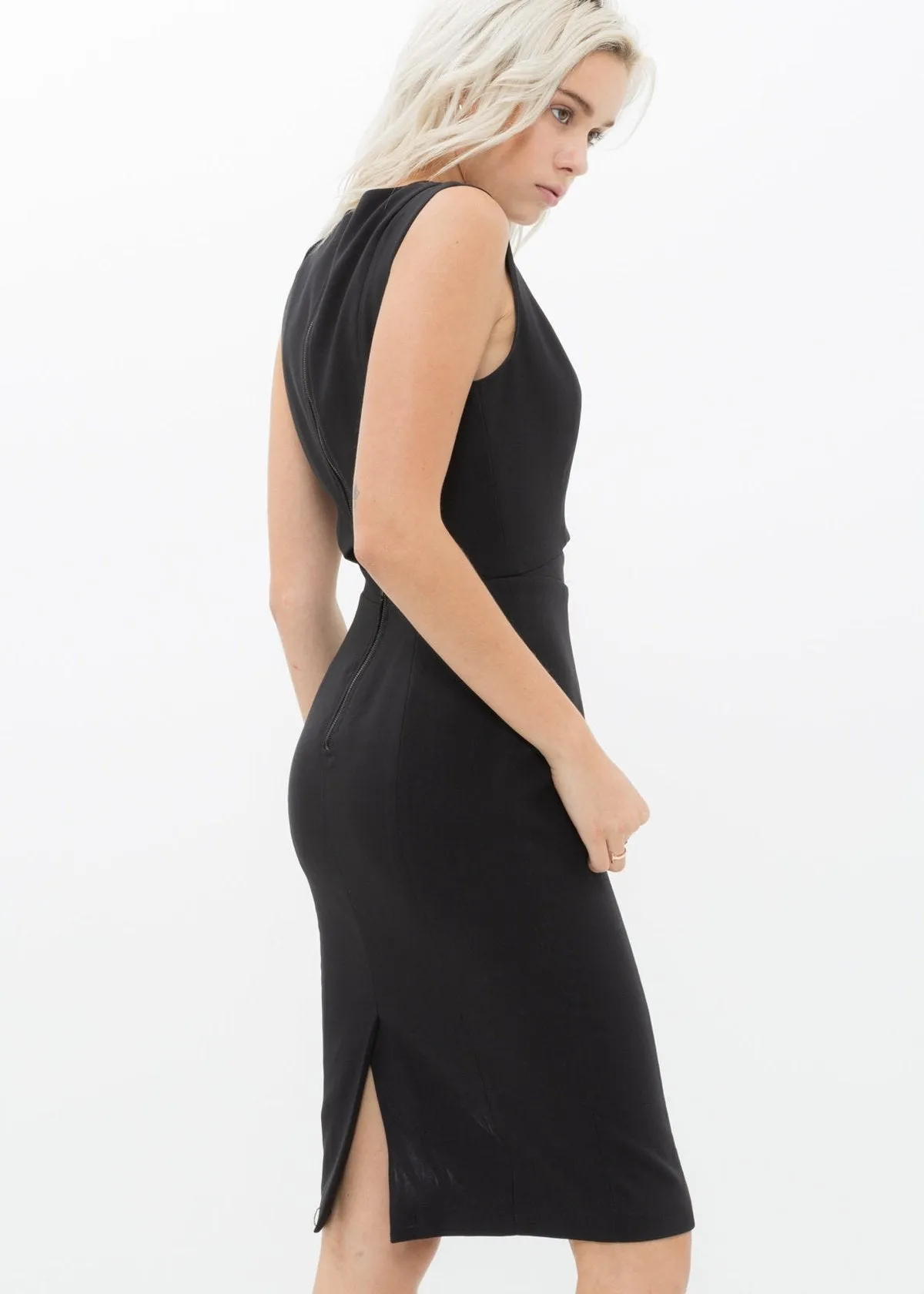 Women's Set Impression Keyhole Front Midi Dress In Black