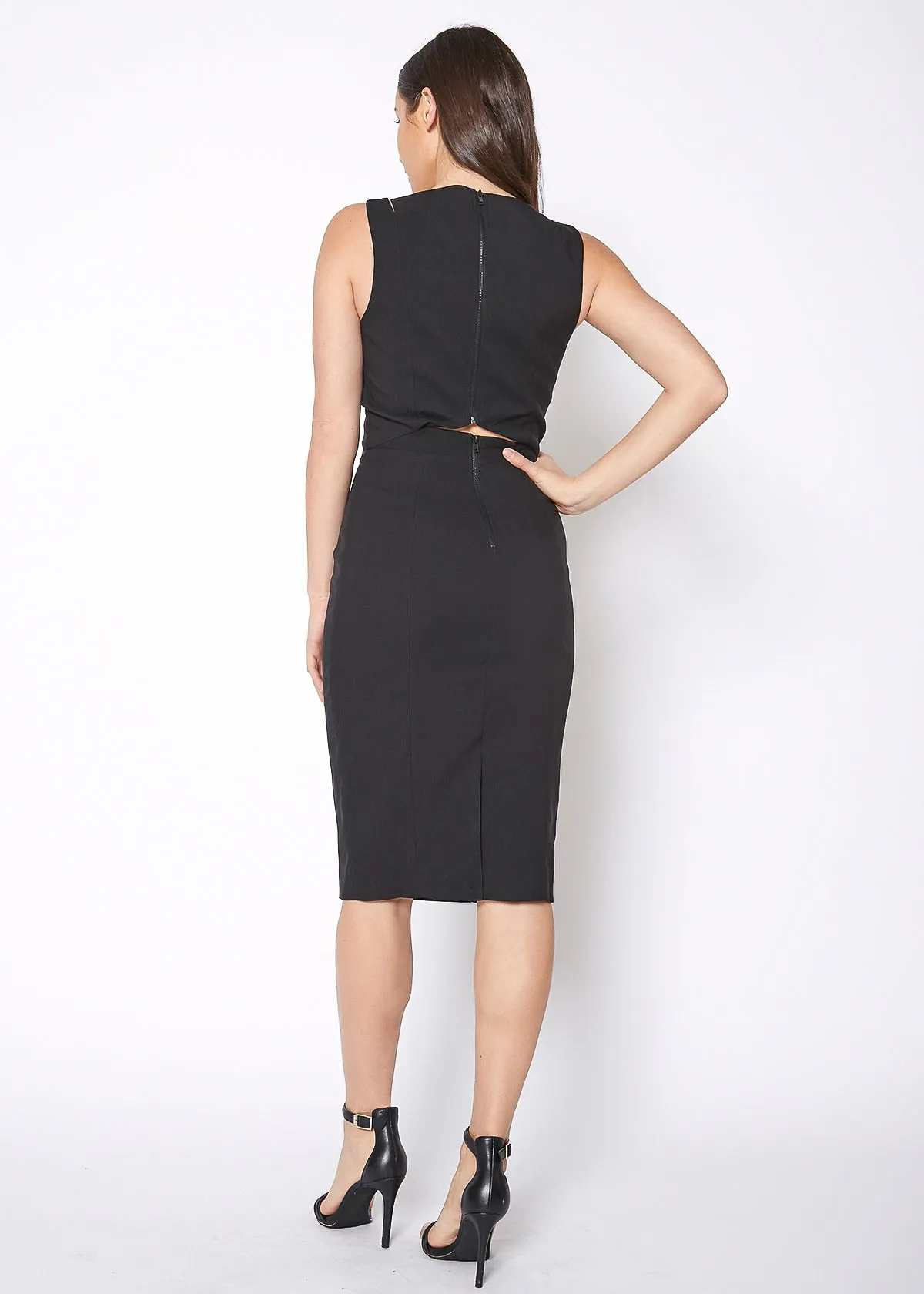 Women's Set Impression Keyhole Front Midi Dress In Black