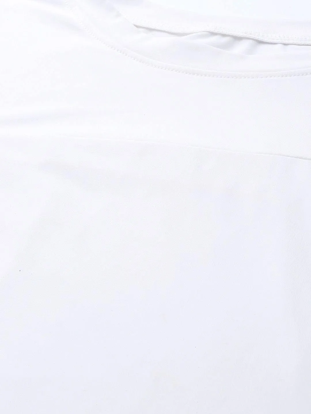 Women's Shoulder Mesh Style Solid Round Neck T-shirt